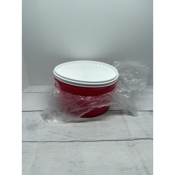 2 New NOS Tupperware Servalier Stacking Cookie Canisters Seal 7.5 Cup Pink 1204 - Picture 4 of 4